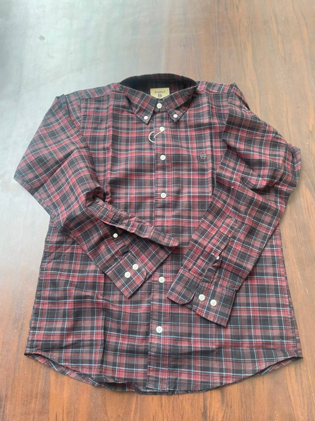 Burgundy & Charcoal Checked Shirt | Premium Cotton Casual Shirt | Bradbird