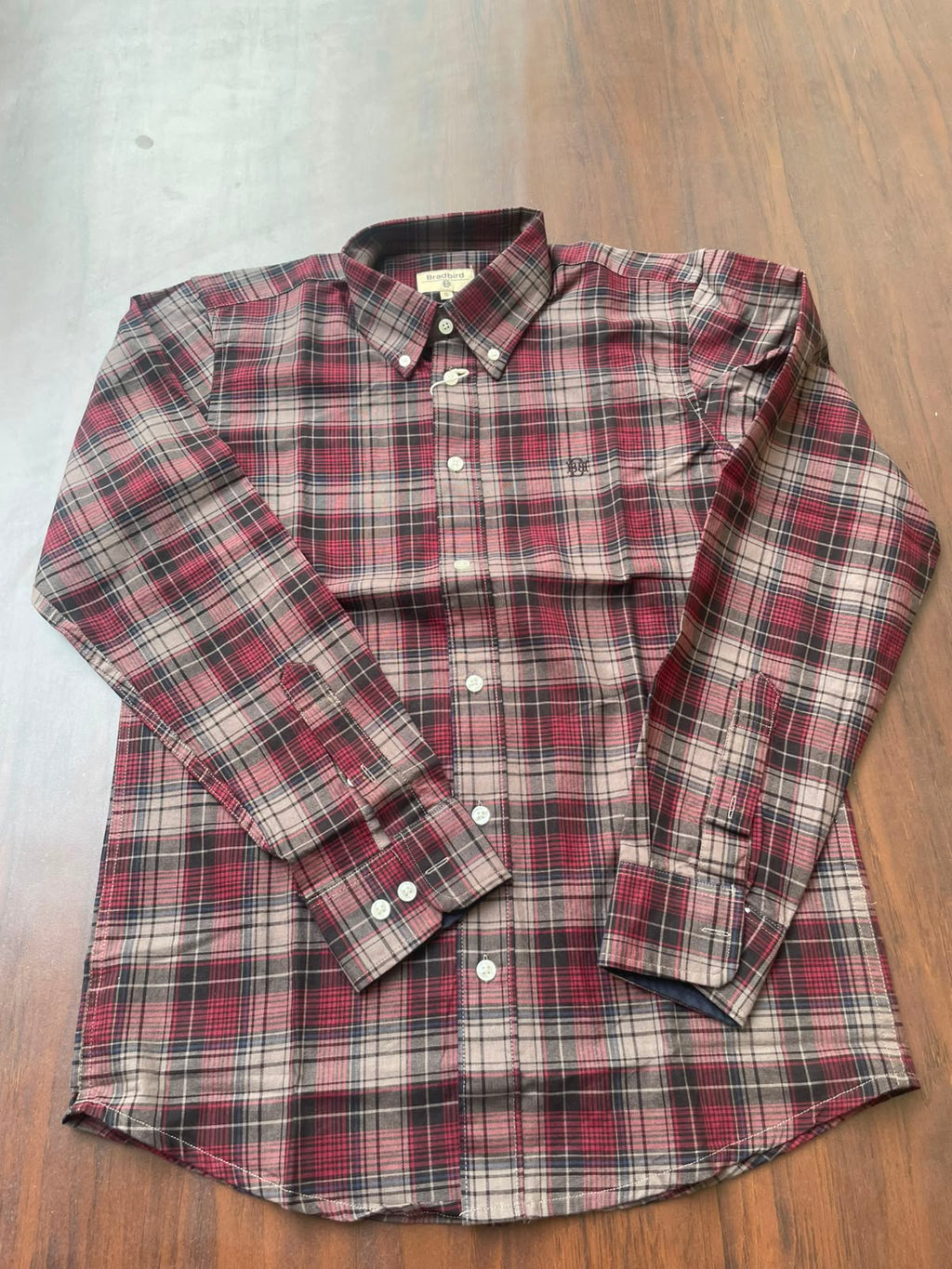 Maroon & Grey Checked Shirt | Premium Casual Cotton Shirt | Bradbird