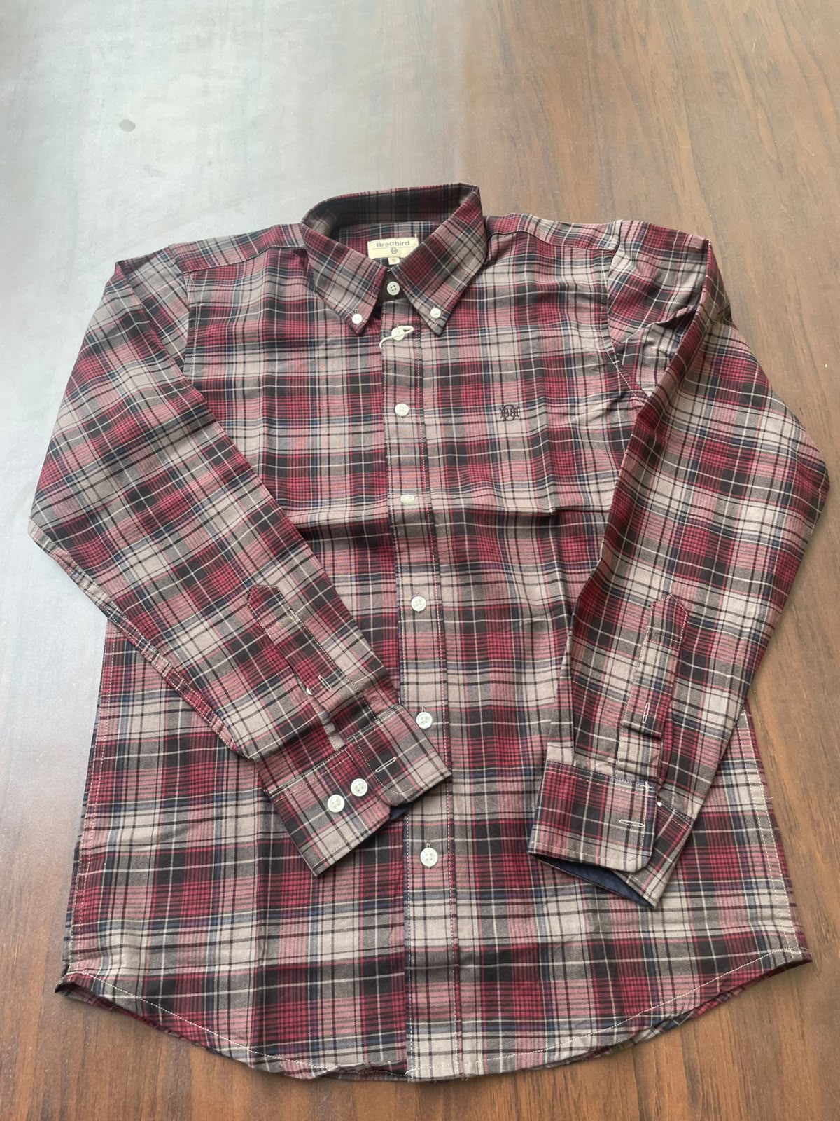 Maroon & Grey Checked Shirt | Premium Casual Cotton Shirt | Bradbird