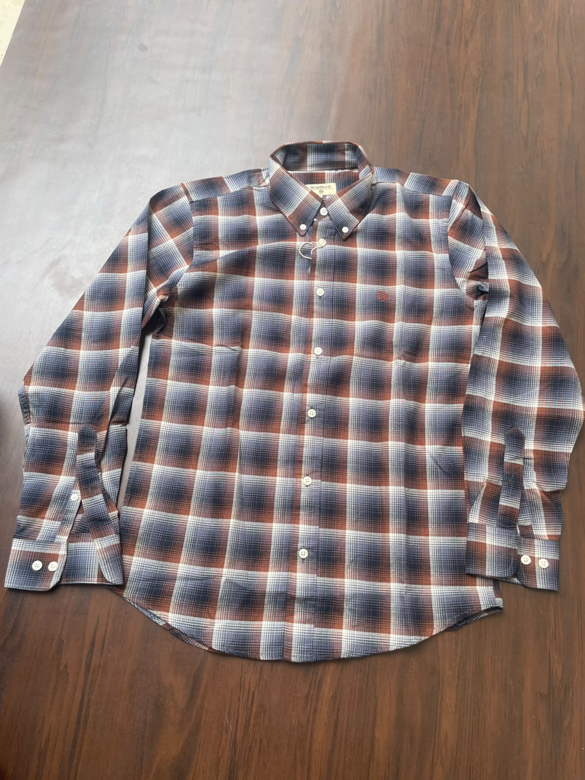 Men's Rust & Slate Navy Checked Shirt | Premium Casual Cotton Shirt | Bradbird