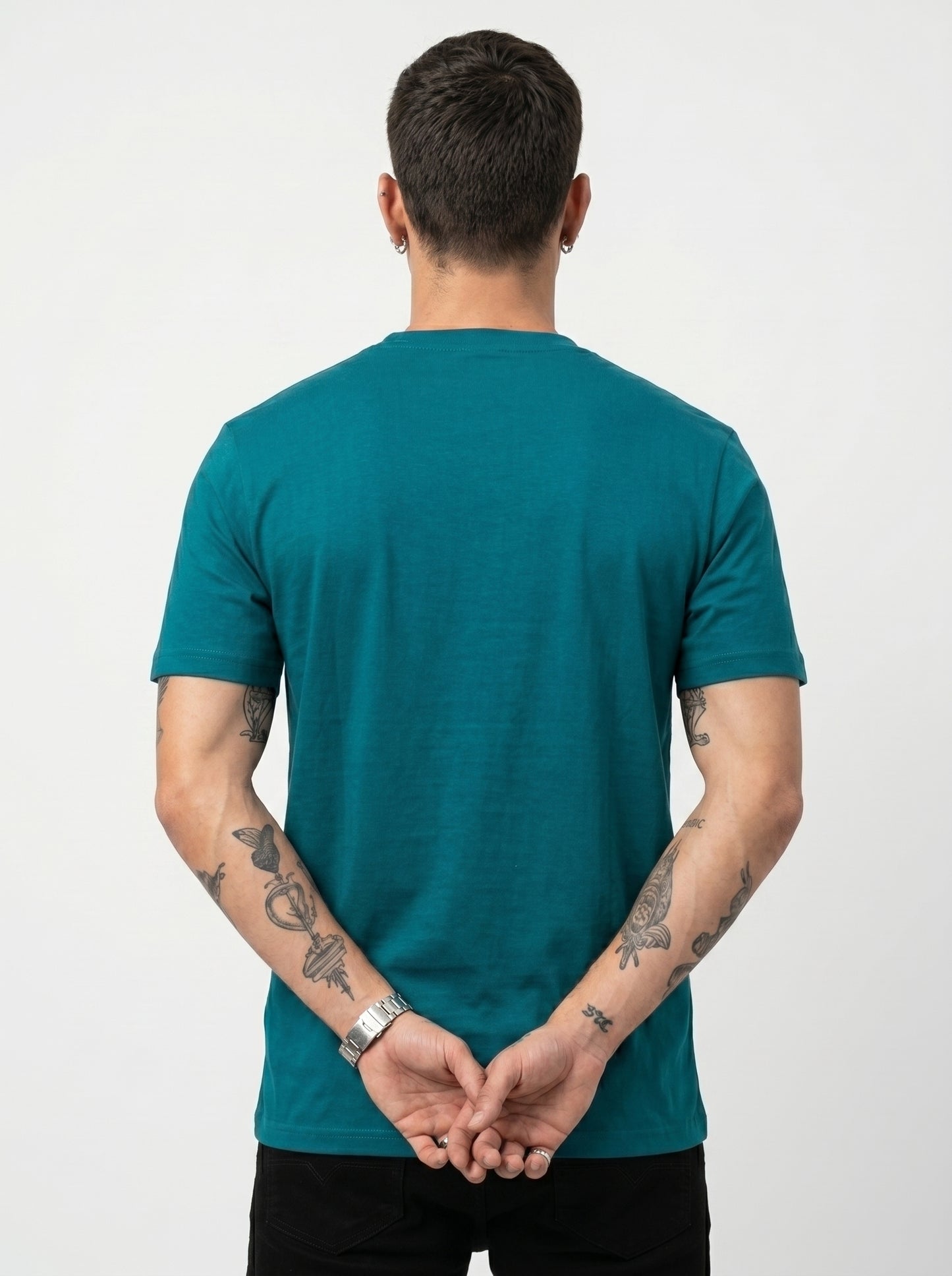 Teal Green Melted Box Graphic Round Neck Shirt