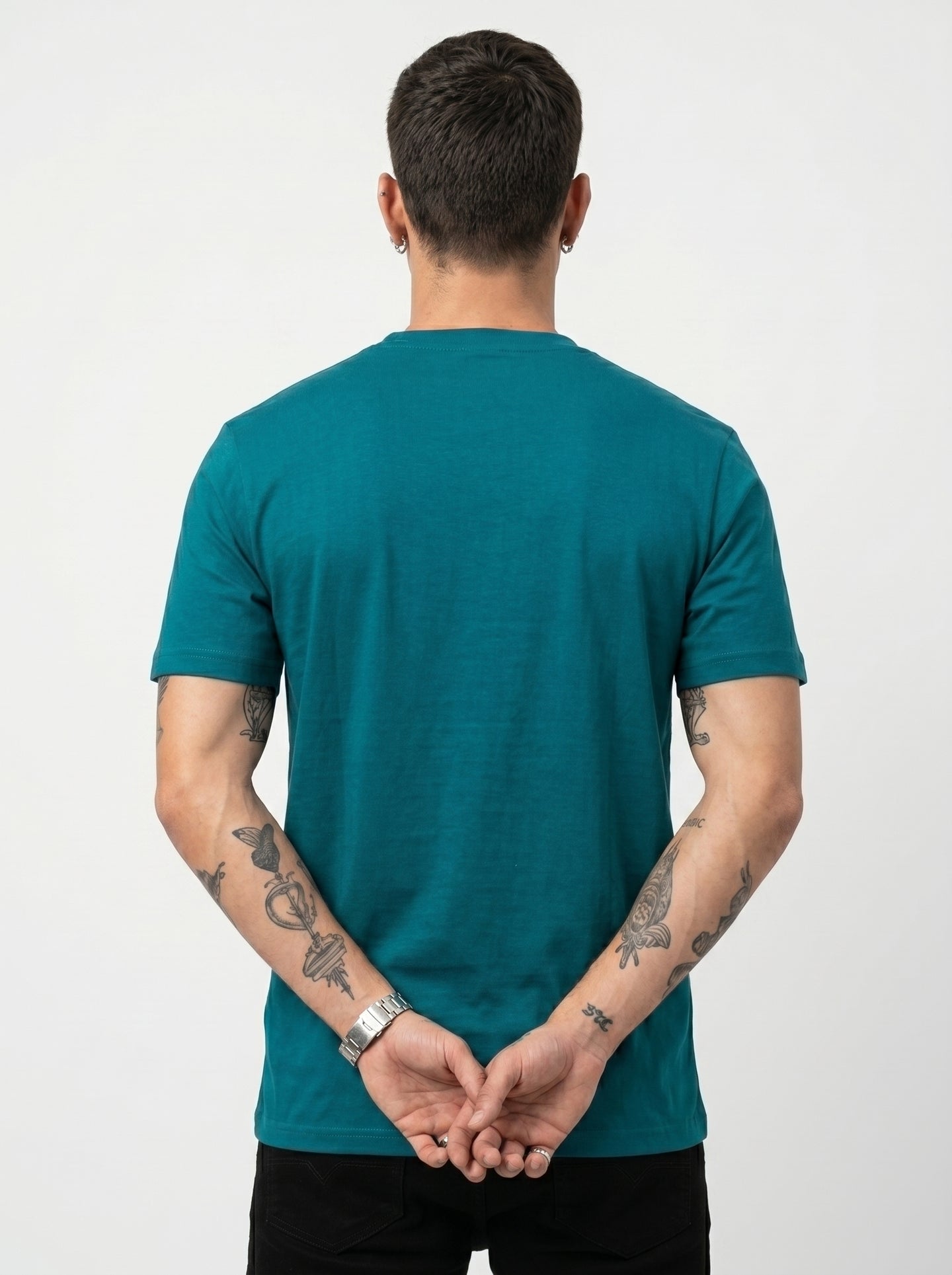 Teal Green Melted Box Graphic Round Neck Shirt