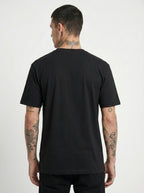 Black round-neck T-shirt, back view