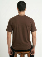 Walnut-brown crew neck T-shirt, solid back view