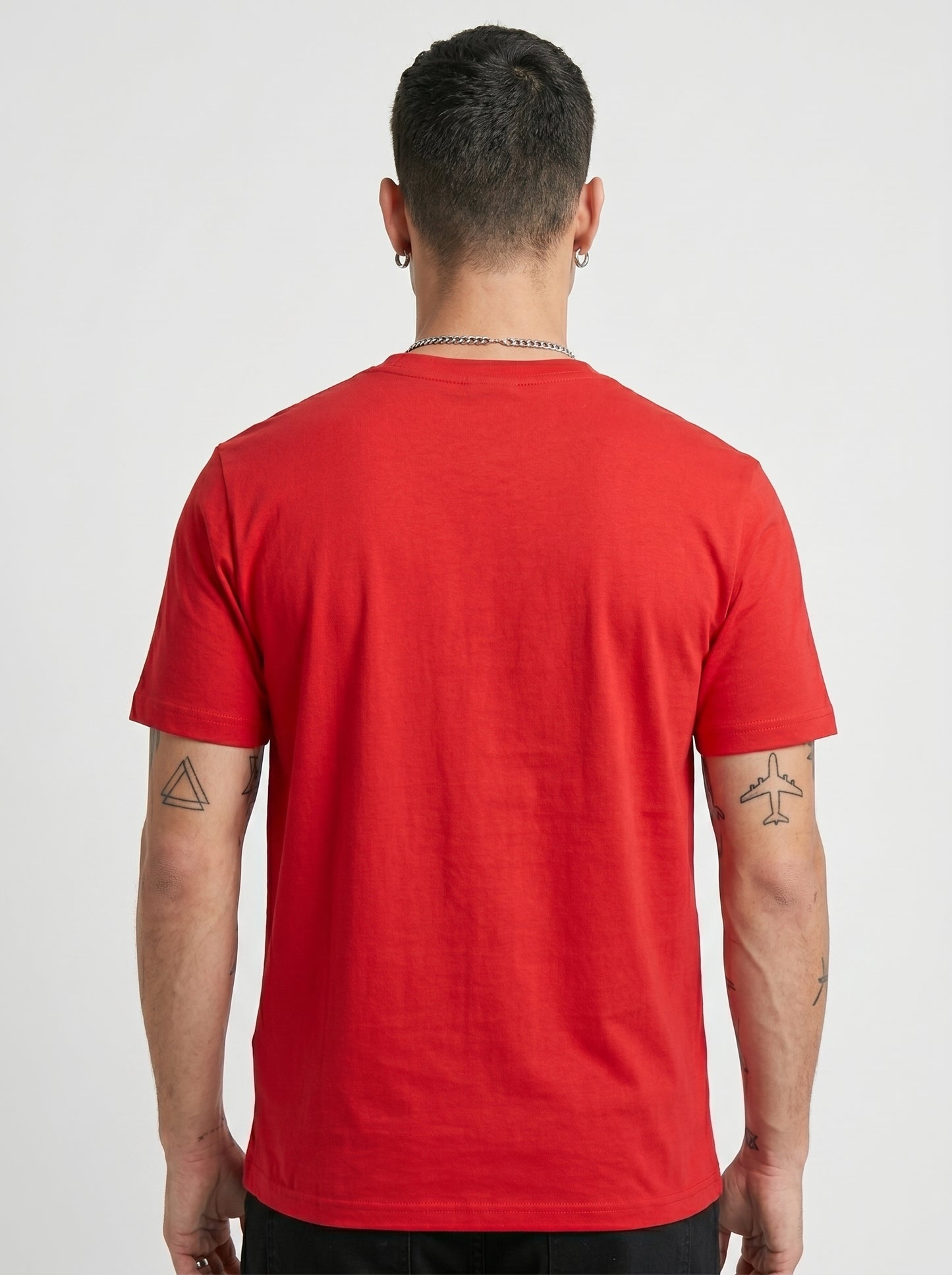 Red Wavy Typography Motorcycle Club Vibe Round Neck